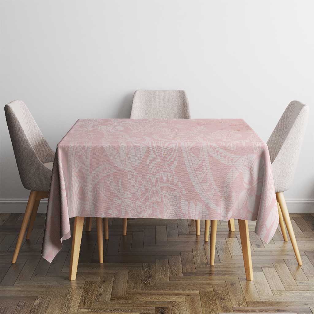 Polynesian Tiare Monstera Soft Pink Tablecloth Liquid Style LT01 - Polynesian Pride