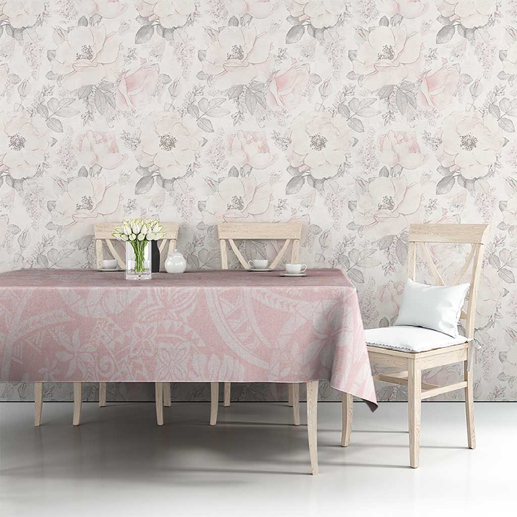 Polynesian Tiare Monstera Soft Pink Tablecloth Liquid Style LT01 - Polynesian Pride