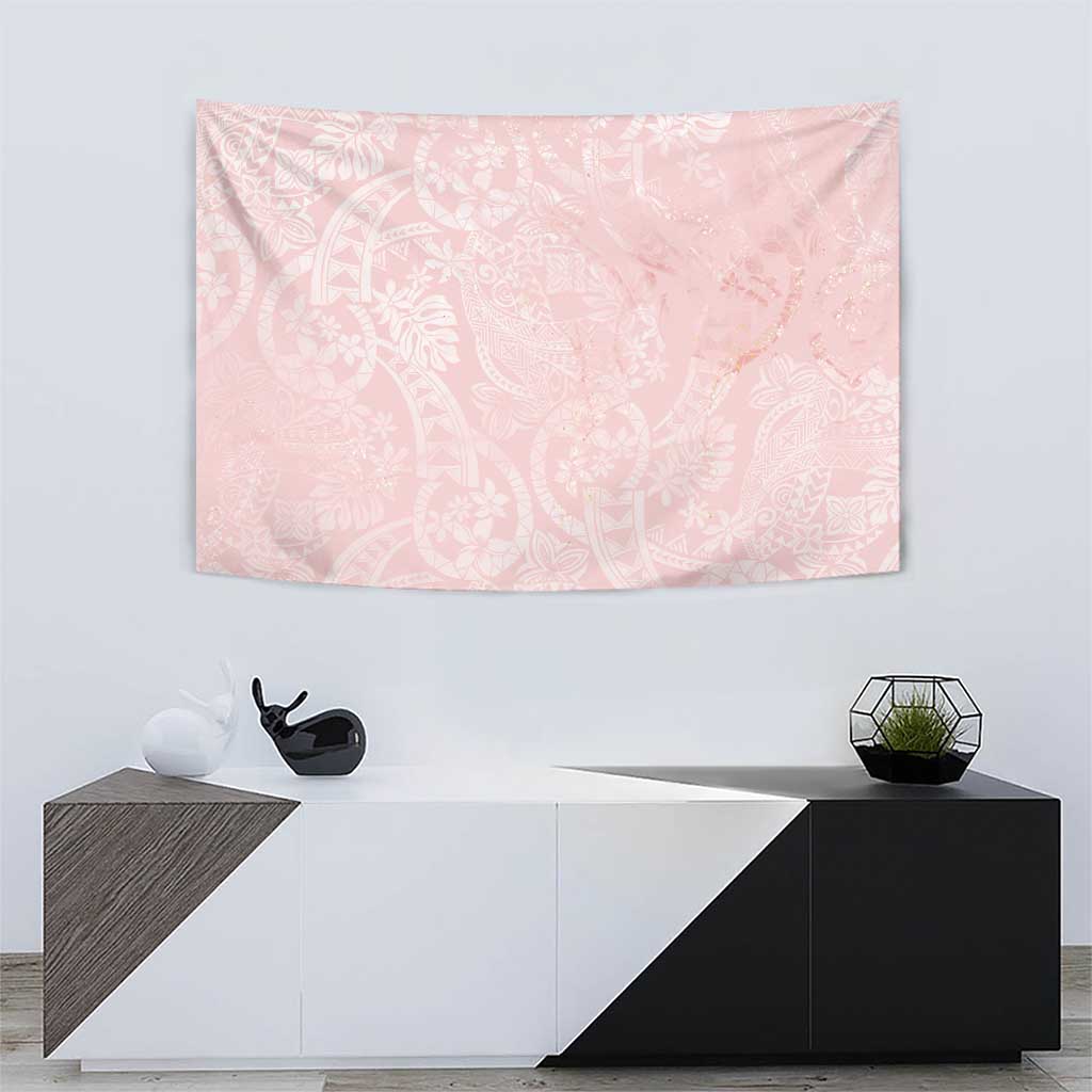 Polynesian Tiare Monstera Soft Pink Tapestry Liquid Style LT01 - Polynesian Pride
