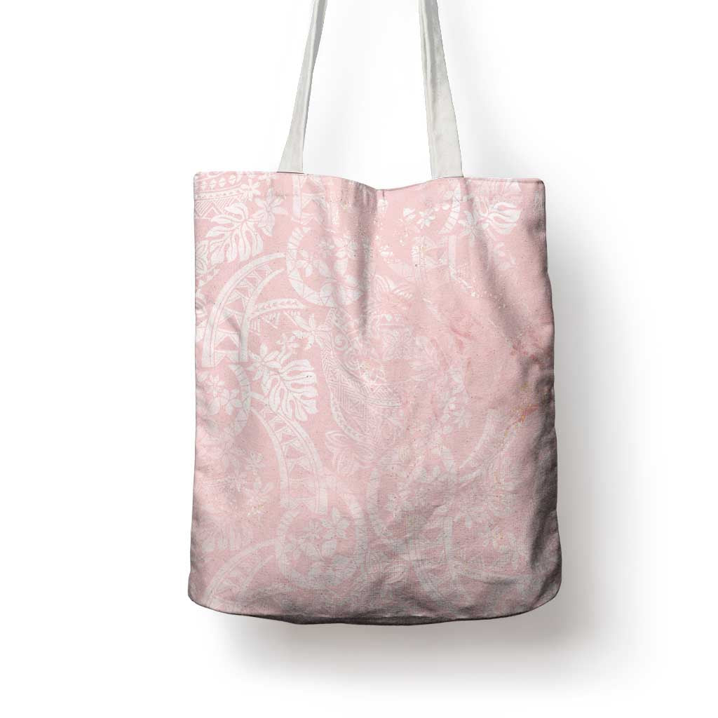 Polynesian Tiare Monstera Soft Pink Tote Bag Liquid Style LT01 - Polynesian Pride