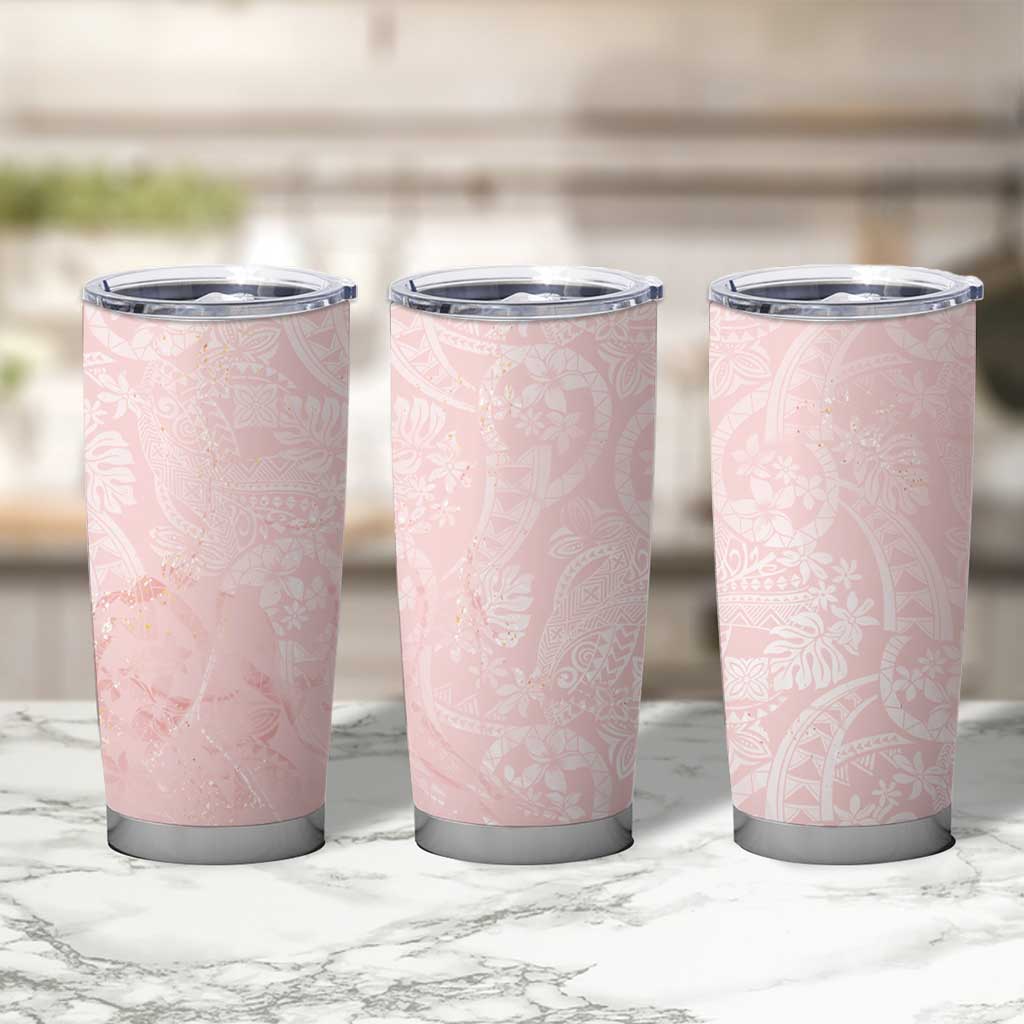 Polynesian Tiare Monstera Soft Pink Tumbler Cup Liquid Style LT01 - Polynesian Pride