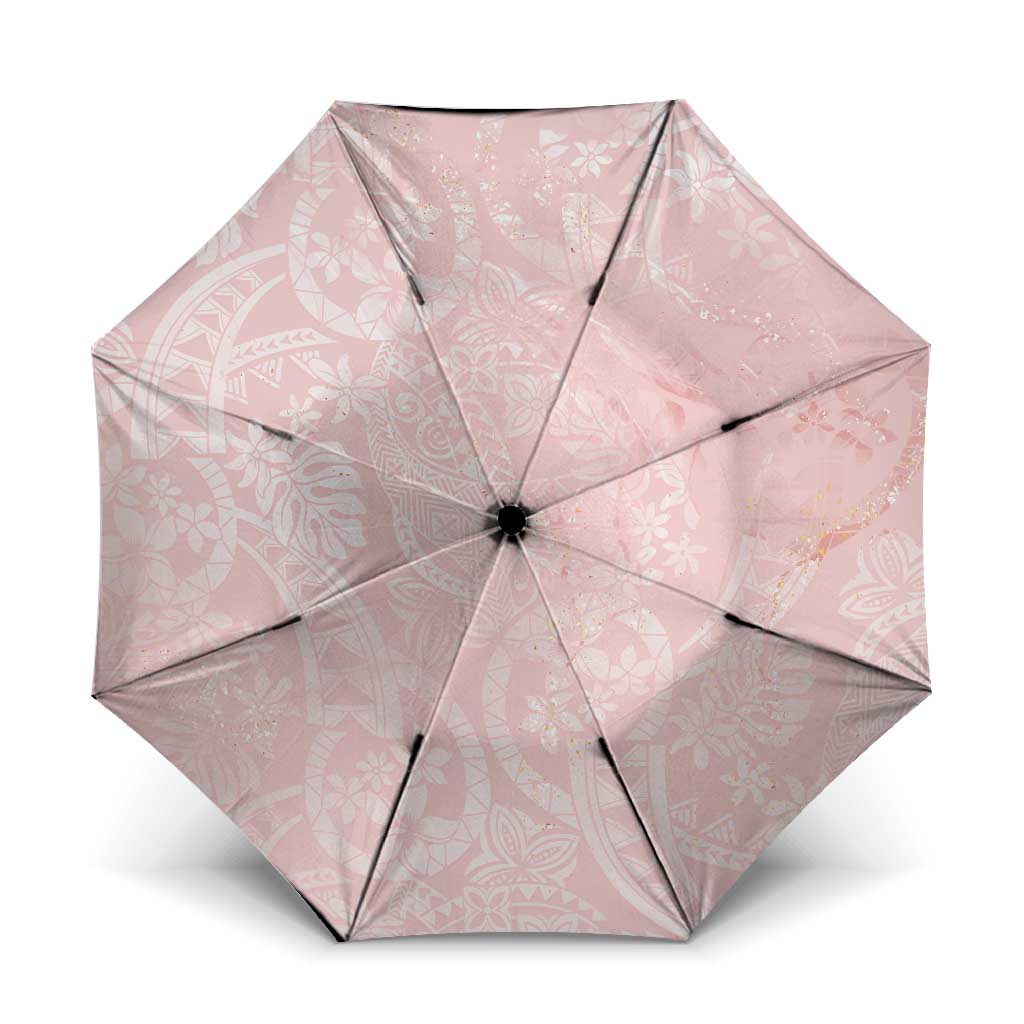 Polynesian Tiare Monstera Soft Pink Umbrella Liquid Style LT01 One Size Folded 11.42 inch Opened Diameter 37.4 inch Pink - Polynesian Pride