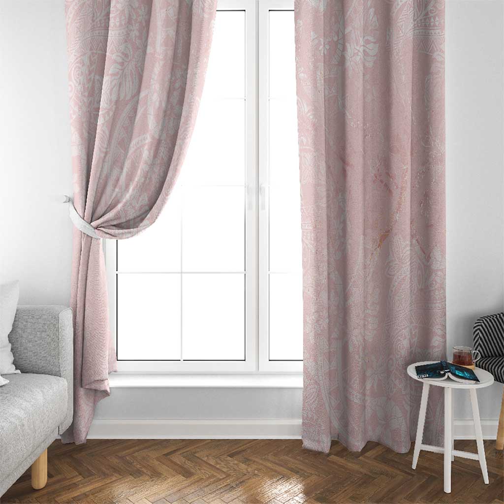 Polynesian Tiare Monstera Soft Pink Window Curtain Liquid Style LT01 - Polynesian Pride