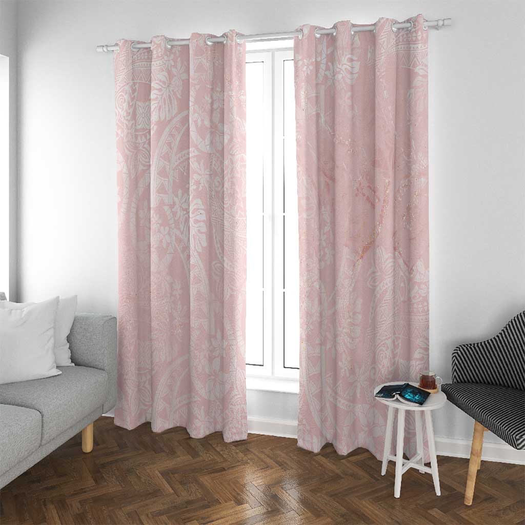 Polynesian Tiare Monstera Soft Pink Window Curtain Liquid Style LT01 With Grommets Pink - Polynesian Pride