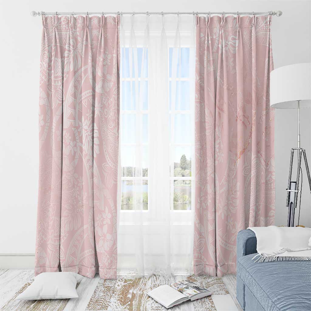 Polynesian Tiare Monstera Soft Pink Window Curtain Liquid Style LT01 - Polynesian Pride