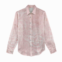 Polynesian Tiare Monstera Soft Pink Women Casual Shirt Liquid Style LT01 - Polynesian Pride