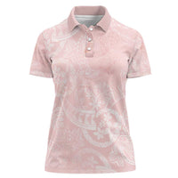 Polynesian Tiare Monstera Soft Pink Women Polo Shirt Liquid Style LT01 Female Pink - Polynesian Pride