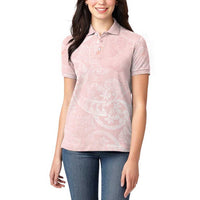 Polynesian Tiare Monstera Soft Pink Women Polo Shirt Liquid Style LT01 - Polynesian Pride