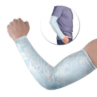 Polynesian Tiare Monstera Baby Blue Arm Sleeves Liquid Style LT01 Set of 2 Blue - Polynesian Pride
