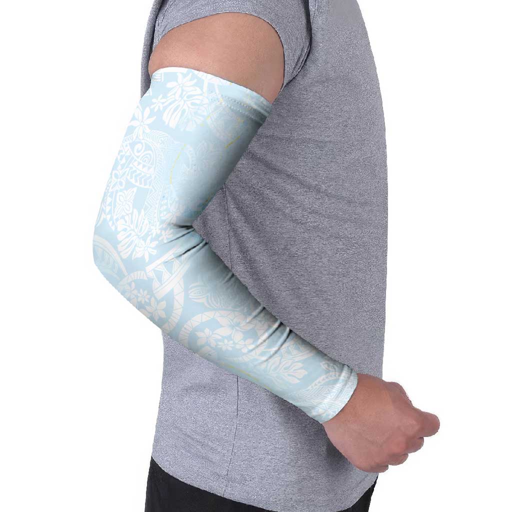 Polynesian Tiare Monstera Baby Blue Arm Sleeves Liquid Style LT01 - Polynesian Pride