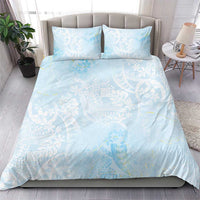 Polynesian Tiare Monstera Baby Blue Bedding Set Liquid Style LT01 - Polynesian Pride