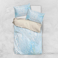 Polynesian Tiare Monstera Baby Blue Bedding Set Liquid Style LT01 US Twin 172cm x 218cm Blue - Polynesian Pride
