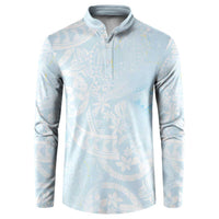 Polynesian Tiare Monstera Baby Blue Button Sweatshirt Liquid Style LT01 Blue - Polynesian Pride
