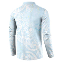 Polynesian Tiare Monstera Baby Blue Button Sweatshirt Liquid Style LT01 - Polynesian Pride