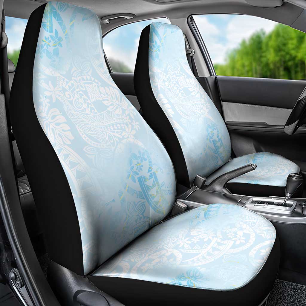 Polynesian Tiare Monstera Baby Blue Car Seat Cover Liquid Style LT01 - Polynesian Pride