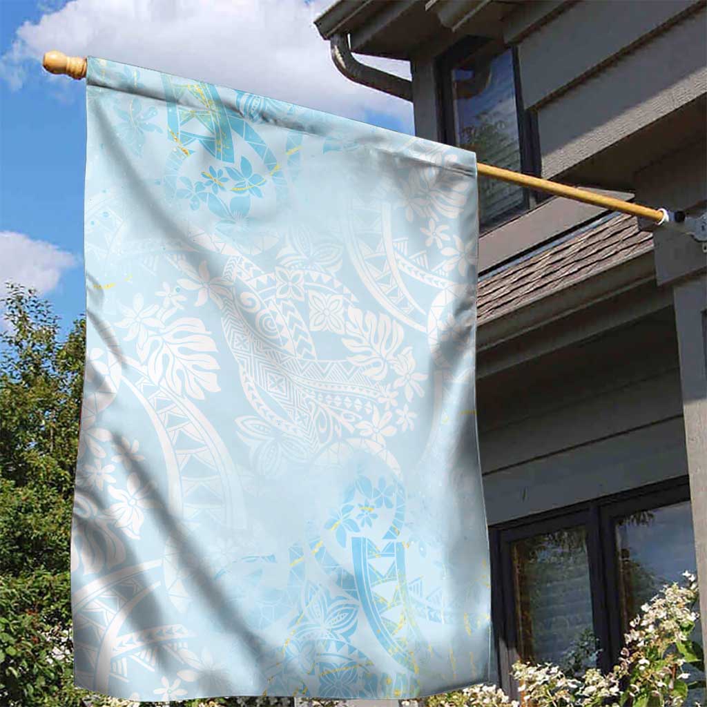 Polynesian Tiare Monstera Baby Blue Garden Flag Liquid Style LT01 - Polynesian Pride