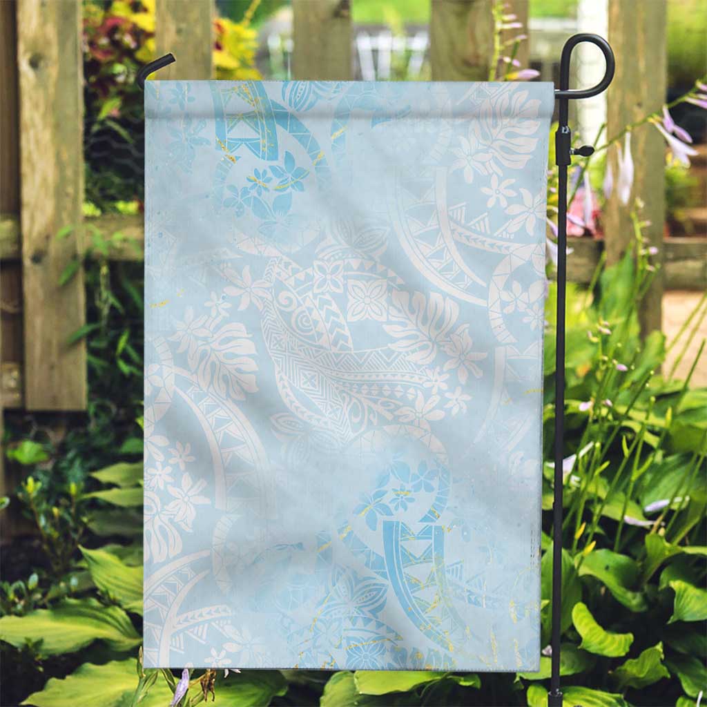 Polynesian Tiare Monstera Baby Blue Garden Flag Liquid Style LT01 Garden Flag Blue - Polynesian Pride