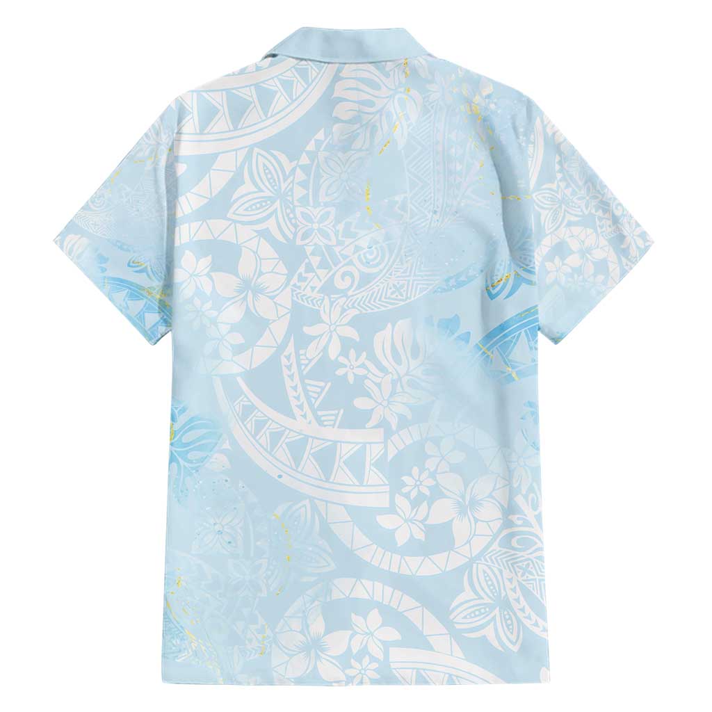 Polynesian Tiare Monstera Baby Blue Hawaiian Shirt Liquid Style LT01 - Polynesian Pride