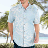 Polynesian Tiare Monstera Baby Blue Hawaiian Shirt Liquid Style LT01 - Polynesian Pride