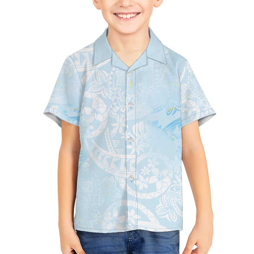 Polynesian Tiare Monstera Baby Blue Hawaiian Shirt Liquid Style LT01 - Polynesian Pride
