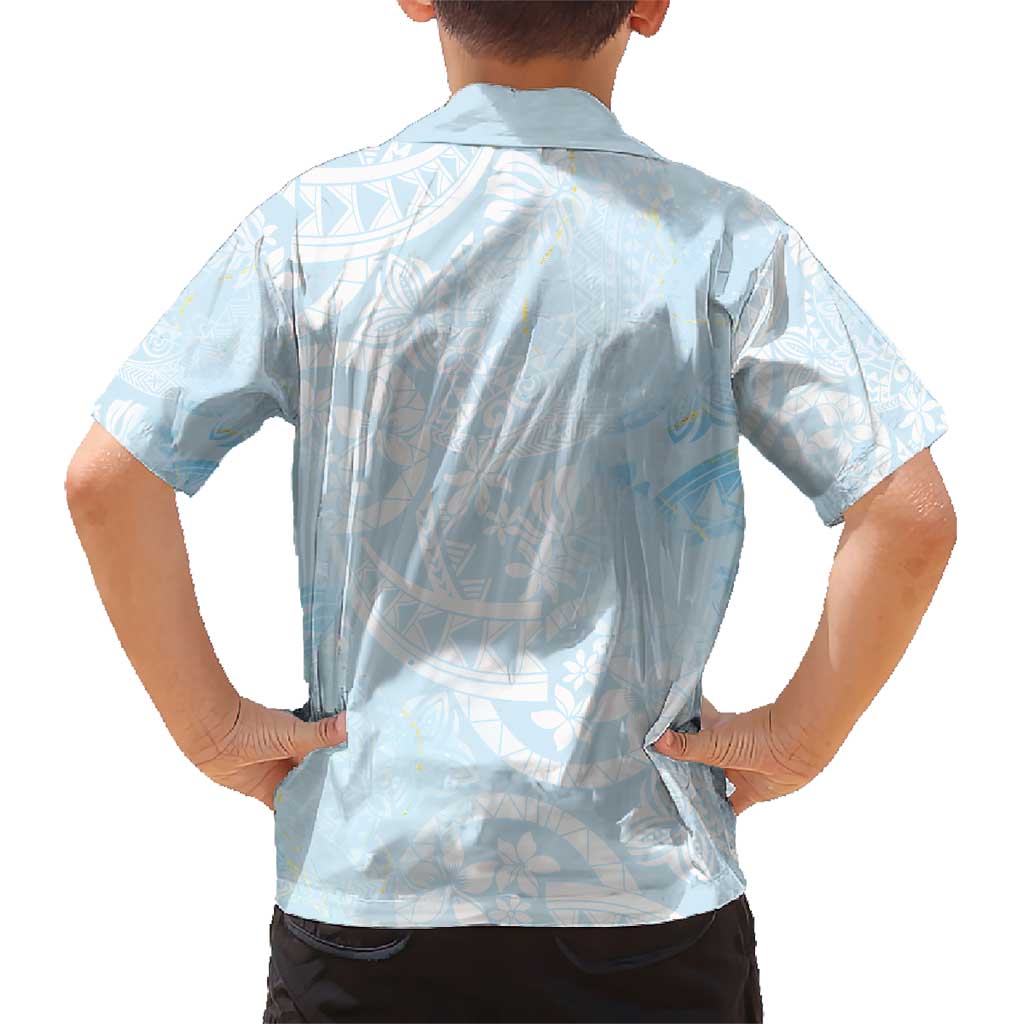 Polynesian Tiare Monstera Baby Blue Hawaiian Shirt Liquid Style LT01 - Polynesian Pride