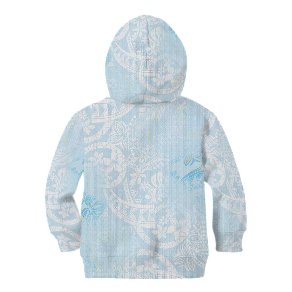 Polynesian Tiare Monstera Baby Blue Kid Hoodie Liquid Style LT01 - Polynesian Pride