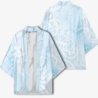 Polynesian Tiare Monstera Baby Blue Kimono Liquid Style LT01 - Polynesian Pride