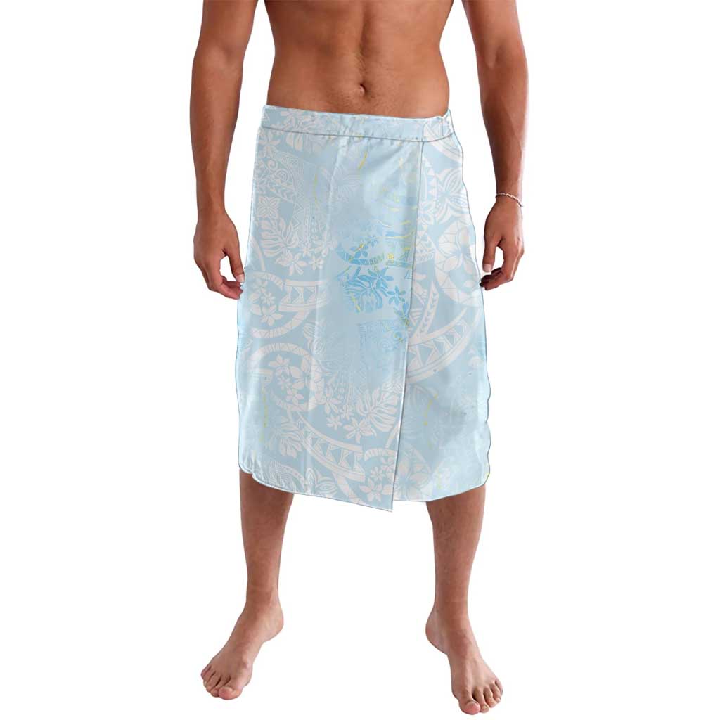 Polynesian Tiare Monstera Baby Blue Lavalava Liquid Style LT01 Blue - Polynesian Pride