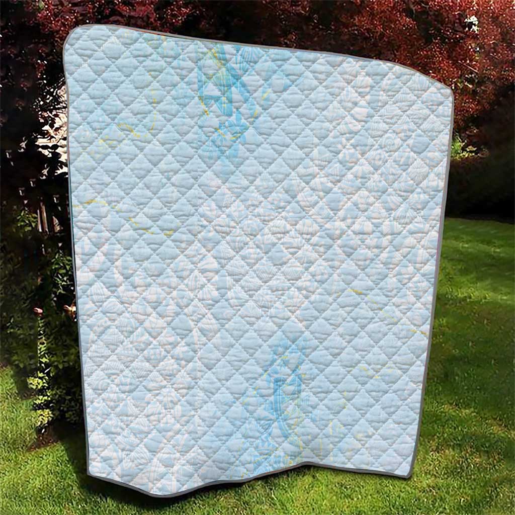 Polynesian Tiare Monstera Baby Blue Quilt Liquid Style LT01 - Polynesian Pride