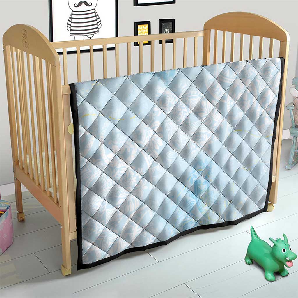 Polynesian Tiare Monstera Baby Blue Quilt Liquid Style LT01 - Polynesian Pride