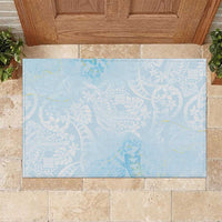 Polynesian Tiare Monstera Baby Blue Rubber Doormat Liquid Style LT01 Blue - Polynesian Pride