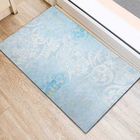 Polynesian Tiare Monstera Baby Blue Rubber Doormat Liquid Style LT01 - Polynesian Pride