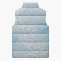 Polynesian Tiare Monstera Baby Blue Sleeveless Puffer Jacket Liquid Style LT01 - Polynesian Pride