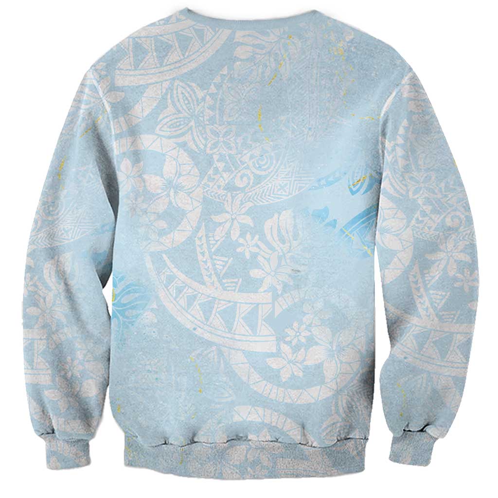 Polynesian Tiare Monstera Baby Blue Sweatshirt Liquid Style LT01 - Polynesian Pride