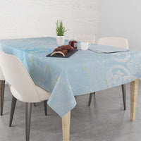 Polynesian Tiare Monstera Baby Blue Tablecloth Liquid Style LT01 - Polynesian Pride