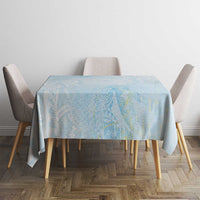 Polynesian Tiare Monstera Baby Blue Tablecloth Liquid Style LT01 - Polynesian Pride