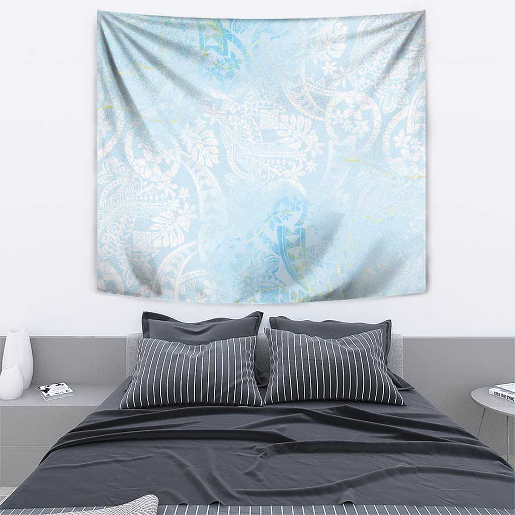 Polynesian Tiare Monstera Baby Blue Tapestry Liquid Style LT01 - Polynesian Pride