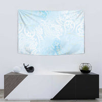 Polynesian Tiare Monstera Baby Blue Tapestry Liquid Style LT01 - Polynesian Pride