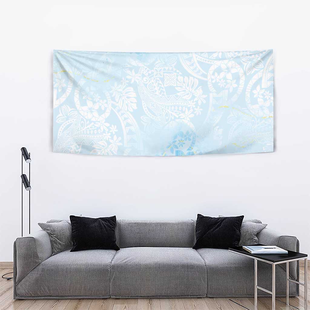 Polynesian Tiare Monstera Baby Blue Tapestry Liquid Style LT01 - Polynesian Pride