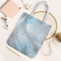 Polynesian Tiare Monstera Baby Blue Tote Bag Liquid Style LT01 White Strap One Size Blue - Polynesian Pride