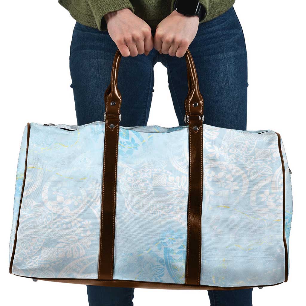 Polynesian Tiare Monstera Baby Blue Travel Bag Liquid Style LT01 Blue - Polynesian Pride