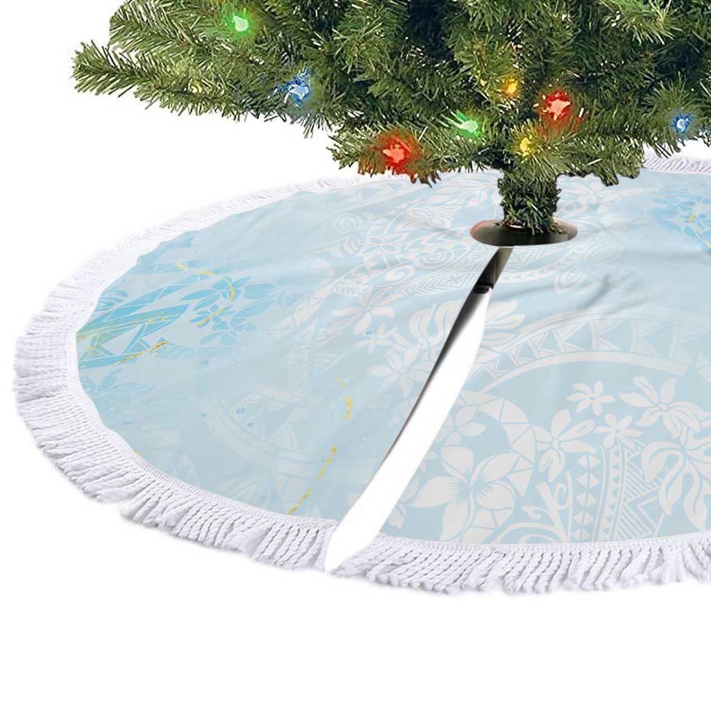 Polynesian Tiare Monstera Baby Blue Tree Skirt Liquid Style LT01 - Polynesian Pride