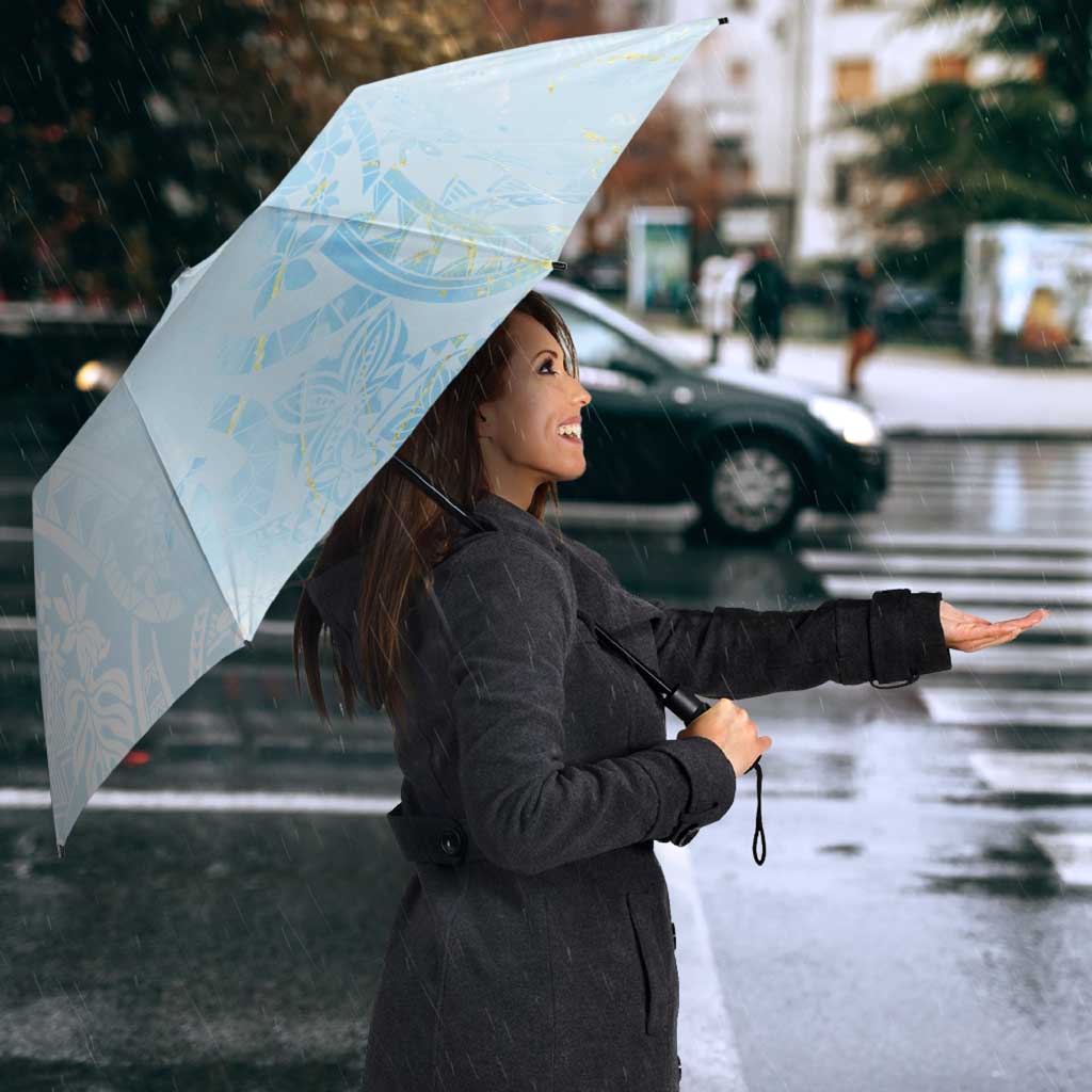 Polynesian Tiare Monstera Baby Blue Umbrella Liquid Style LT01 - Polynesian Pride