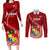 Tonga Rugby Couples Matching Long Sleeve Bodycon Dress and Long Sleeve Button Shirts Tongan Ngatu Pattern White Version LT01 Red - Polynesian Pride