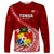 Tonga Rugby Long Sleeve Shirt Tongan Ngatu Pattern White Version LT01 Unisex Red - Polynesian Pride