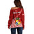 Tonga Rugby Off Shoulder Sweater Tongan Ngatu Pattern White Version LT01 - Polynesian Pride