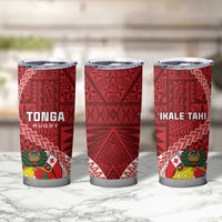 Tonga Rugby Tumbler Cup Tongan Ngatu Pattern White Version LT01 - Polynesian Pride