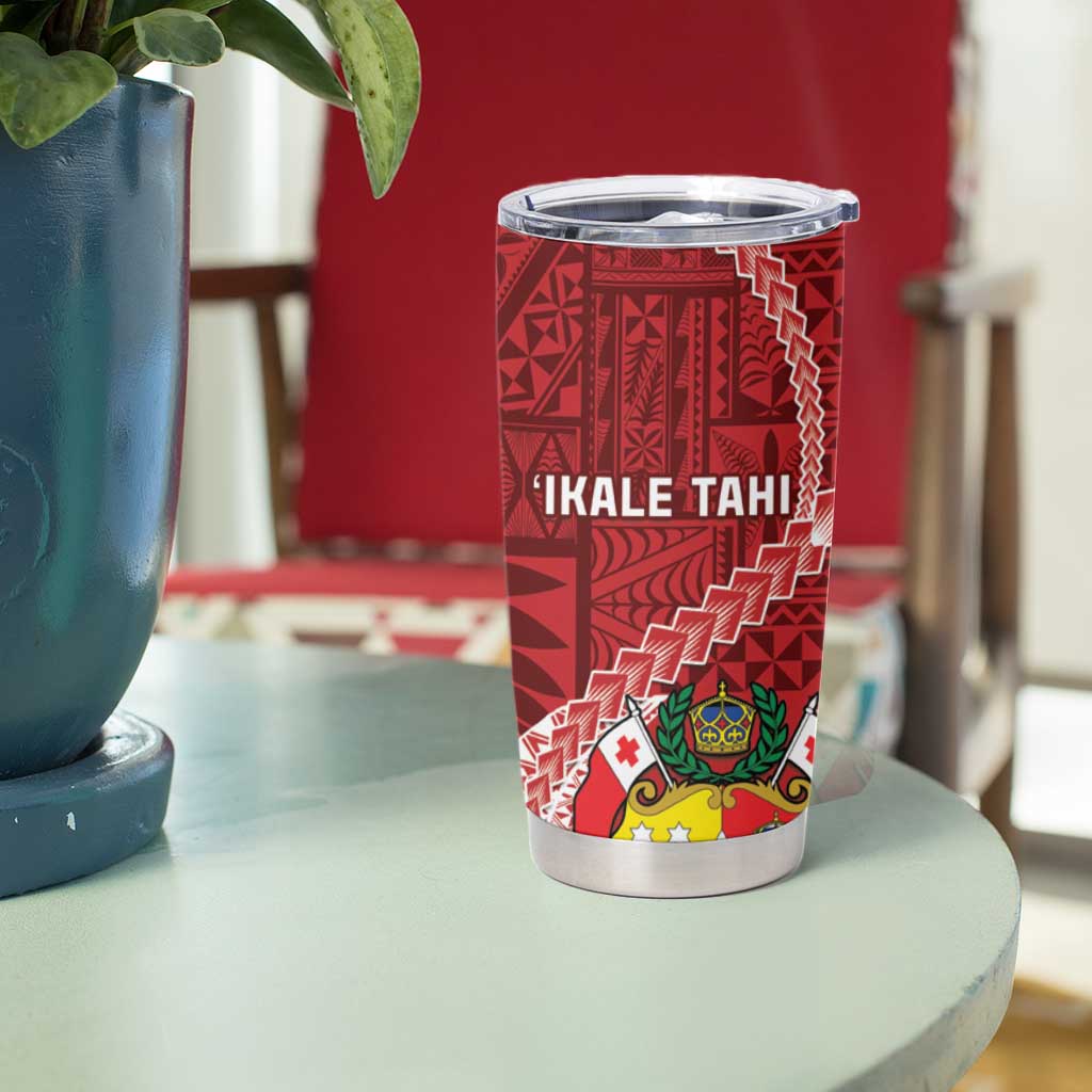Tonga Rugby Tumbler Cup Tongan Ngatu Pattern White Version LT01 - Polynesian Pride