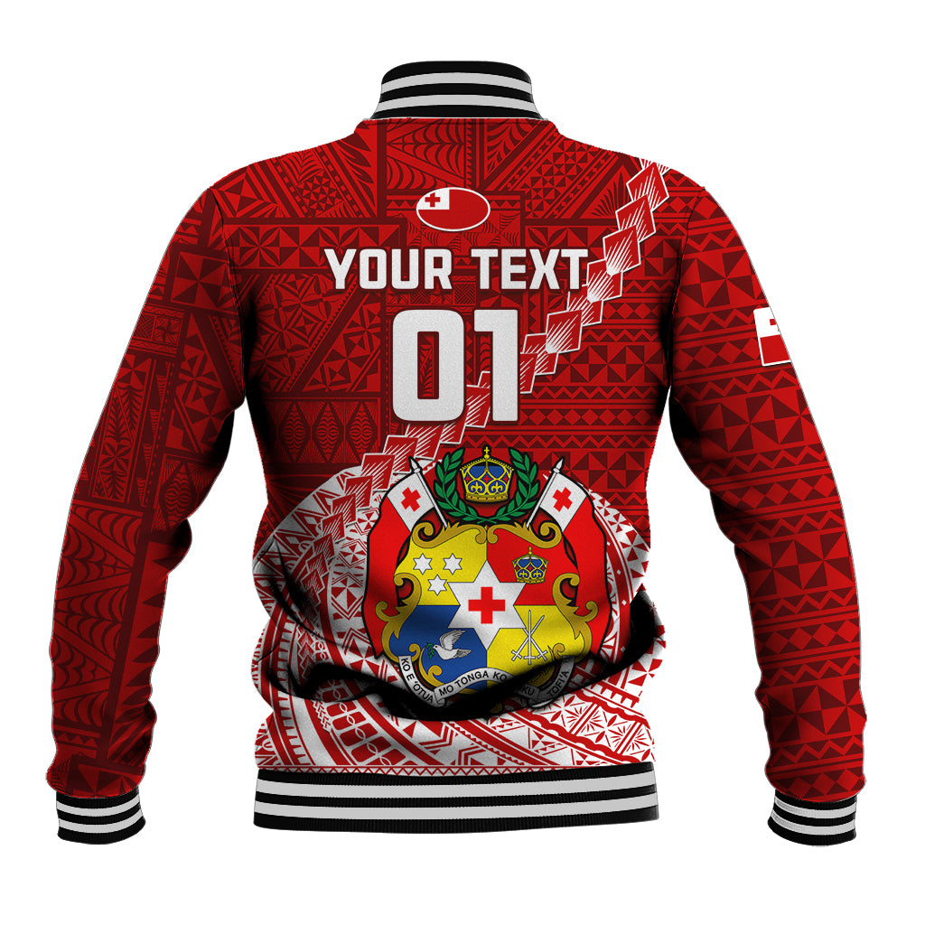 Custom Tonga Rugby Baseball Jacket Tongan Ngatu Pattern White Version LT01 - Polynesian Pride