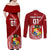 Custom Tonga Rugby Couples Matching Off Shoulder Maxi Dress and Long Sleeve Button Shirts Tongan Ngatu Pattern White Version LT01 - Polynesian Pride